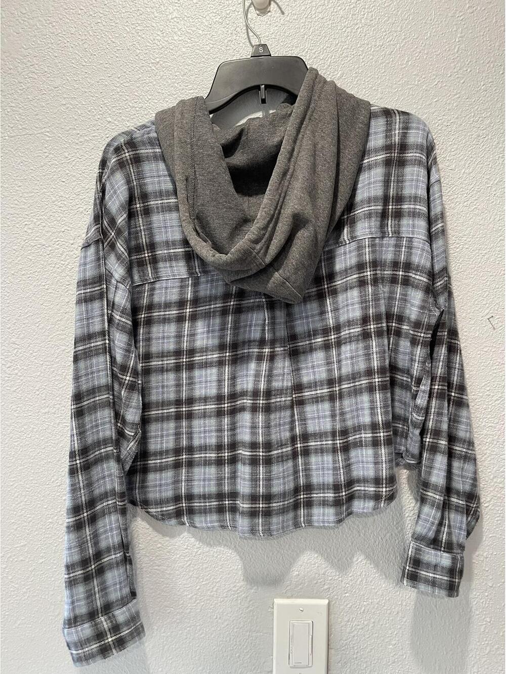 Aeropostale Small Plaid Hooded Shirt Jacket - Picture 2 of 3